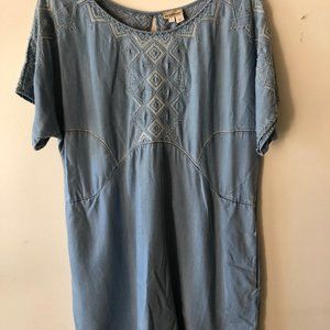 Anthropologie Embroidered Chambray Dress